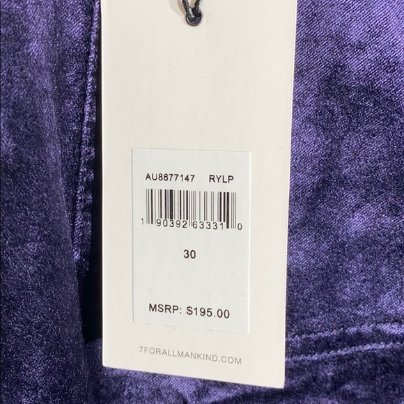 NEW 7 For All Mankind Dark Purple Velvet Jeans - Picture 9 of 12
